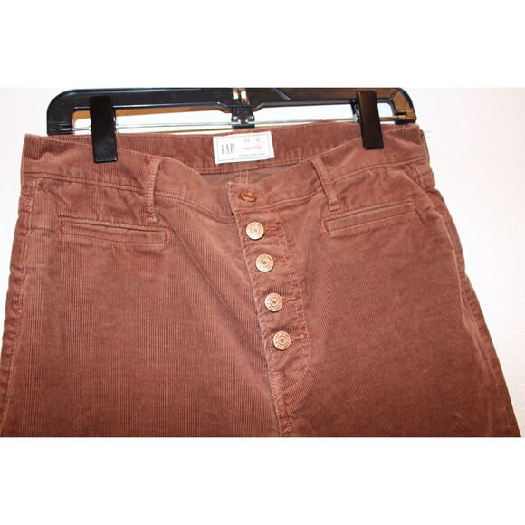 Gap High Rise Corduroy Stride Wide-Leg Pants brown button fly size 30/10 - Picture 9 of 11